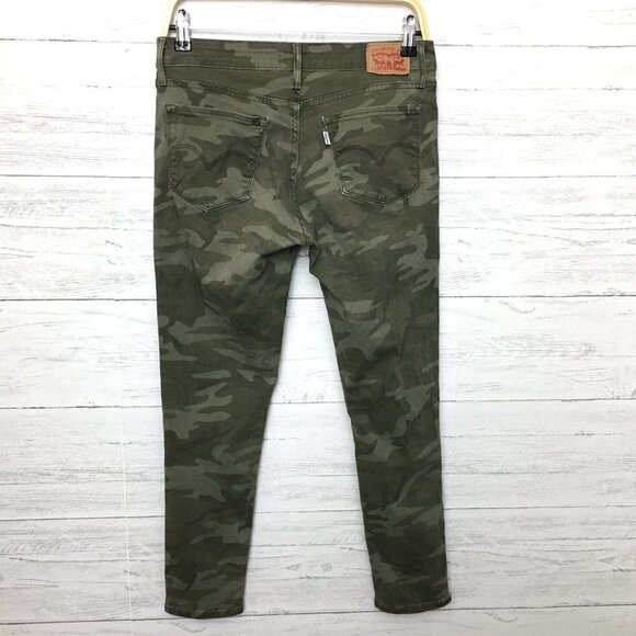 Levi's 711 Women's Green Camouflage Skinny Jeans Straight Leg Stretch 29x26 - Picture 3 of 10